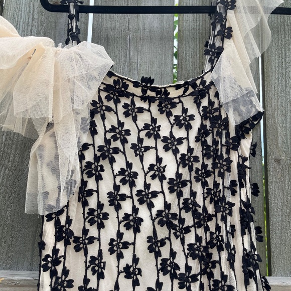 Free People Limited Edition Embroidered Tulle Maxi Dress – Black Floral on Ivory - Picture 2 of 9